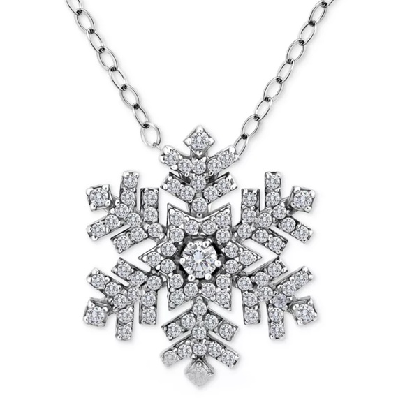 Giani Bernini Jewelry - Giani Bernini Womens Sterling Silver Cubic Zirconia Snowflake Pendant Necklace